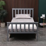 (Single Bed, Grey) WestWood Single/Double/King Size Bed, Solid Pine Frame with Bedroom Footboard, Grey-White